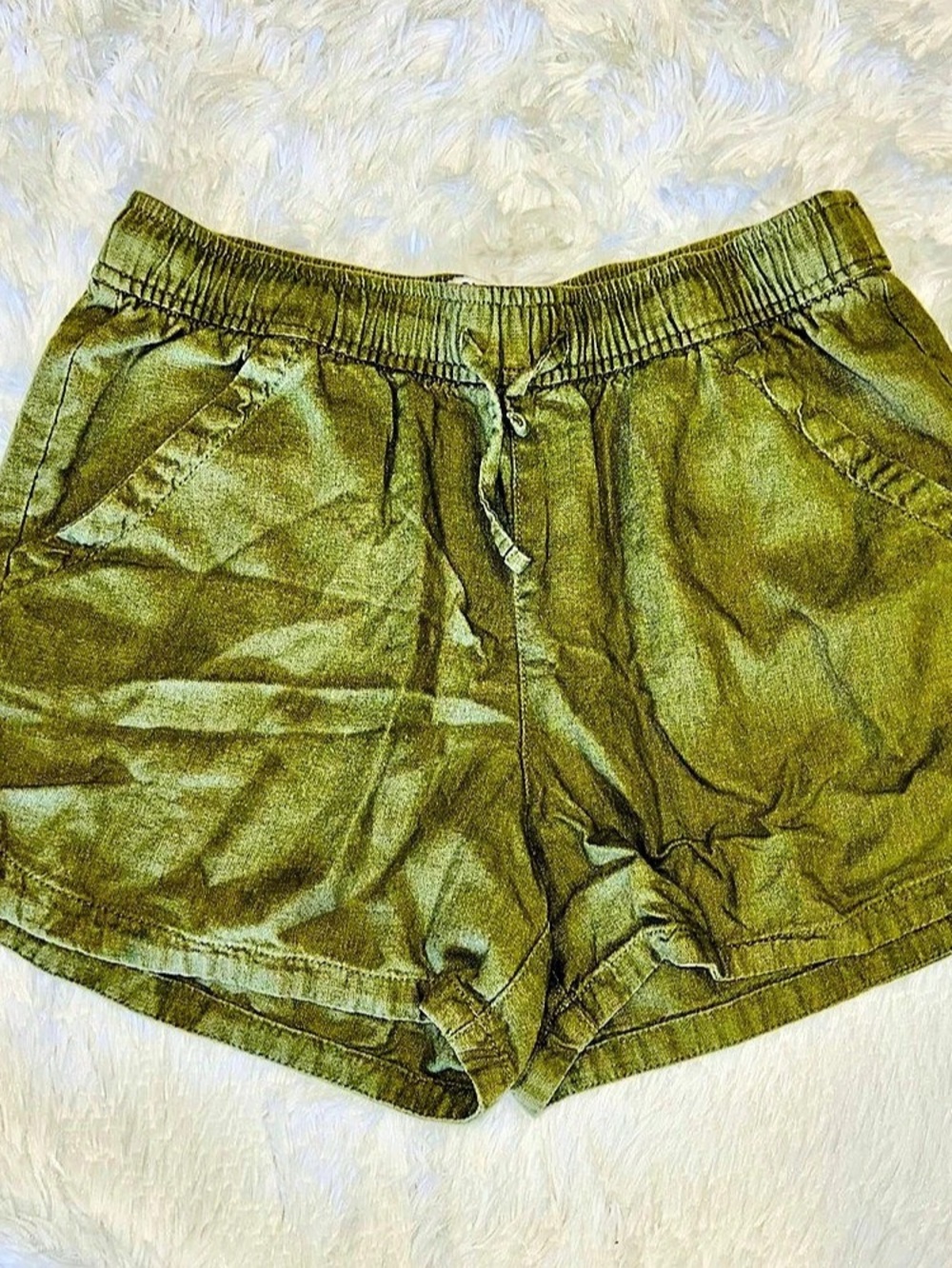 Old Navy Linen-Blend Drawstring Shorts for Girls Green XL (14-16)